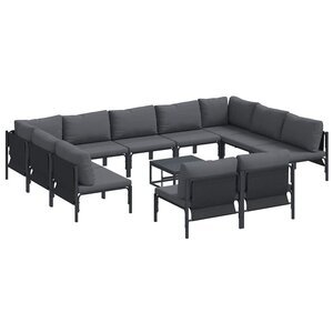 vidaXL Ensemble de canapé de jardin 12 pc Noir Acier
