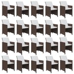 vidaXL Ensemble à dîner de jardin coussins 21Pièces Marron Résine tressée