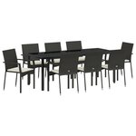 vidaXL Ensemble de dîner de jardin 9 Pièces Noir 200 x 80 x 73 cm