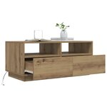 vidaXL Table basse avec lumières LED chêne artisanal 90x49x40 cm