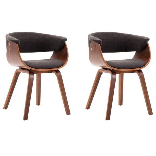 vidaXL Chaises à manger lot de 2 gris bois courbé et tissu