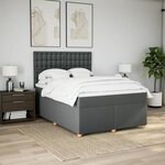 vidaXL Sommier à lattes de lit avec matelas Gris foncé 140x190cm Tissu