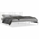 vidaXL Cadre de lit métal avec tête de lit blanc 180x200 cm