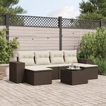 vidaXL Salon de jardin avec coussins 7 Pièces marron résine tressée
