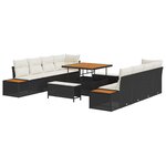 vidaXL Ensemble de canapé de jardin 11 Pièces Noir Poly rotin