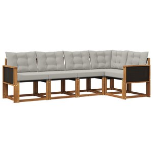 vidaXL Ensemble de canapés d'extérieur 5 pc Naturel et gris clair