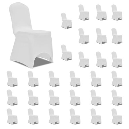 vidaXL Housses élastiques de chaise Blanc 30 Pièces