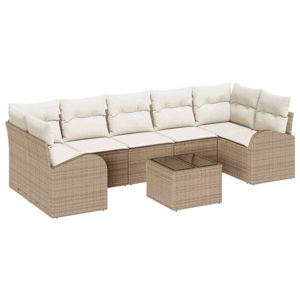 vidaXL Ensemble de canapé de jardin avec coussin 8 Pièces Beige et crème