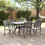 vidaXL Ensemble de salle à manger pour jardin 7 Pièces Noir Aluminium