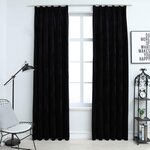 vidaXL Rideaux occultants avec crochets 2 Pièces Velours Noir 140x245 cm