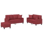vidaXL Ensemble de canapés 3 Pièces et coussins rouge bordeaux similicuir