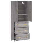 vidaXL Buffet haut Sonoma gris 69 5x34x180 cm Bois d'ingénierie