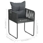 vidaXL Salon de jardin 7 Pièces PVC Résine tressée Noir