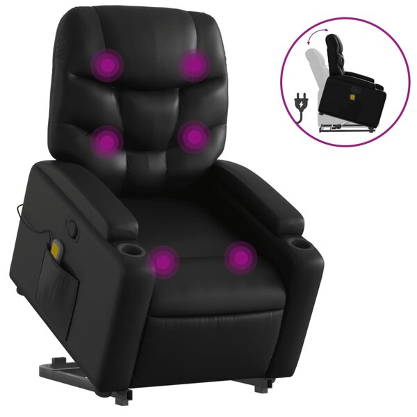vidaXL Fauteuil inclinable de massage Noir Similicuir