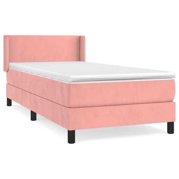 vidaXL Sommier à lattes de lit avec matelas Rose 90x190 cm Velours