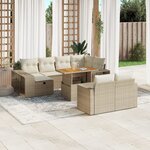 vidaXL Salon de jardin 11 Pièces avec coussins beige résine tressée