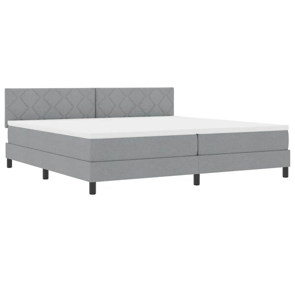 vidaXL Lit à ressorts avec matelas Gris clair 200 x 200 cm tissu