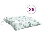 vidaXL Coussins de chaise lot de 6 à motif de feuilles 40x40x7cm tissu