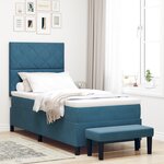vidaXL Lit Box Spring avec Matelas & Banc Bleu Foncé 90x200 cm Velours