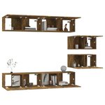 vidaXL Ensemble de meubles TV 6 Pièces Chêne fumé Bois d'ingénierie