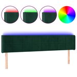 vidaXL Tête de lit à LED Vert foncé 183x16x78/88 cm Velours