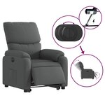 vidaXL Fauteuil inclinable électrique gris foncé tissu