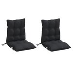 vidaXL Coussins de chaise à dossier bas lot de 2 noir tissu oxford