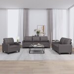 vidaXL Ensemble de canapés 3 Pièces avec coussins Gris Similicuir