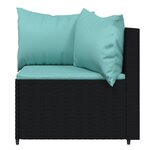 vidaXL Salon de jardin 3 Pièces avec coussins Noir Résine tressée