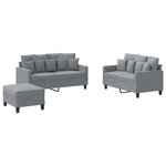 vidaXL Ensemble de canapés 3 Pièces avec coussins Gris clair Tissu