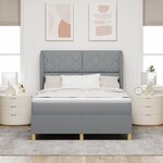 Lit Box Spring avec Matelas vidaXL Gris clair 140x190 cm en Tissu