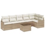 vidaXL Ensemble de canapé de jardin 7 Pièces Beige Poly rotin