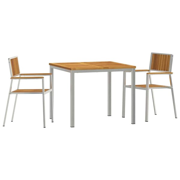 vidaXL Ensemble de repas extérieur 3 Pièces Marron Bois d'Acacia Massif