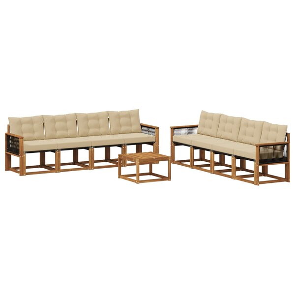 vidaXL Ensemble de canapés d'extérieur 9 pc Naturel et Beige