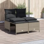vidaXL Salon de jardin 4 Pièces avec coussins gris clair résine tressée