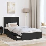 vidaXL Lit de Rangement avec tiroir Noir 90 x 190 cm Bois d'ingénierie