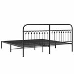 vidaXL Cadre de lit métal sans matelas avec tête de lit noir 200x200cm