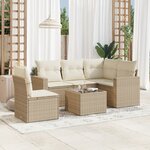 vidaXL Salon de jardin avec coussins 6 Pièces beige résine tressée