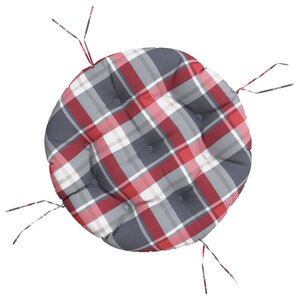 vidaXL Coussin rond motif à carreaux rouge Ø 60 x11 cm tissu oxford