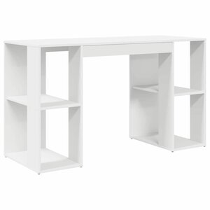 vidaXL Bureau avec Rangement avec étagère Blanc 130 x 50 5 x 75 cm