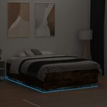 vidaXL Cadre de lit avec lumières LED chêne fumé 135x190 cm