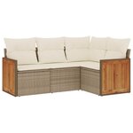vidaXL Salon de jardin avec coussins 4 Pièces beige résine tressée