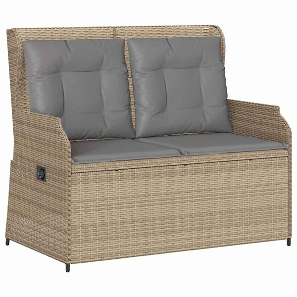 vidaXL Banc de jardin avec coussin Beige Poly rotin