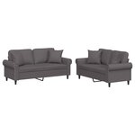 vidaXL Ensemble de canapés 2 Pièces avec coussins gris similicuir