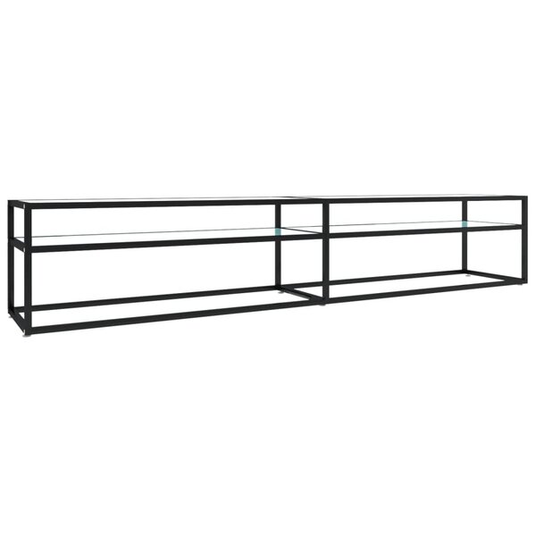 vidaXL Meuble TV Marbre blanc 220x40x40 5 cm Verre trempé