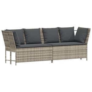 vidaXL Canapé de jardin et coussins gris clair résine tressée