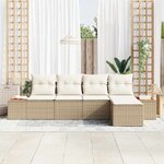 vidaXL Ensemble de canapé de jardin 5 Pièces Beige Poly rotin