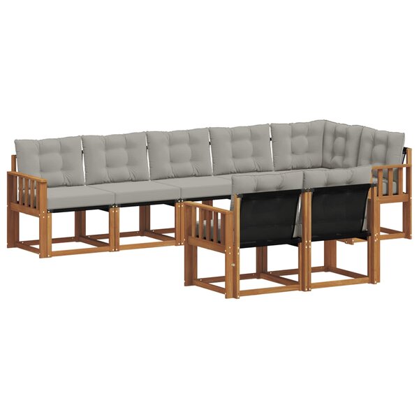 vidaXL Ensemble de canapés d'extérieur 8 pc Gris Naturel et Clair