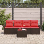 vidaXL Ensemble de canapé de jardin 5 Pièces Beige et Rouge polyrotin