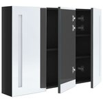 Vidaxl armoire de salle de bain à miroir led 89x14x62 cm noir brillant